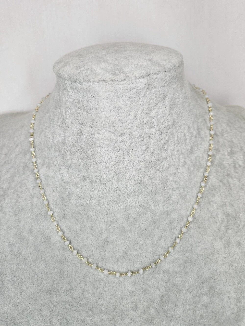 18k Gold Vermeil Moonstone Choker Necklace 16